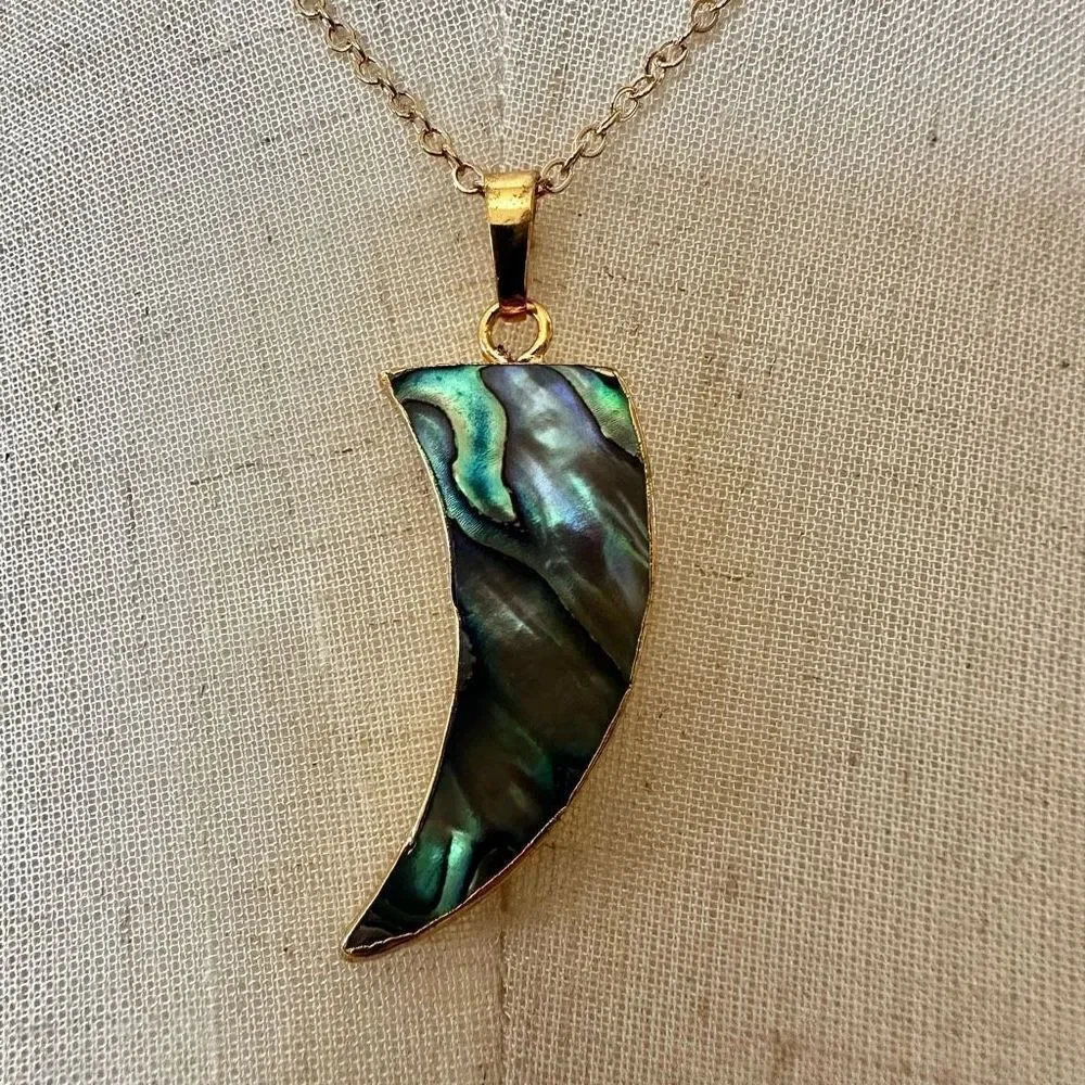 Abalone tusk pendant necklace